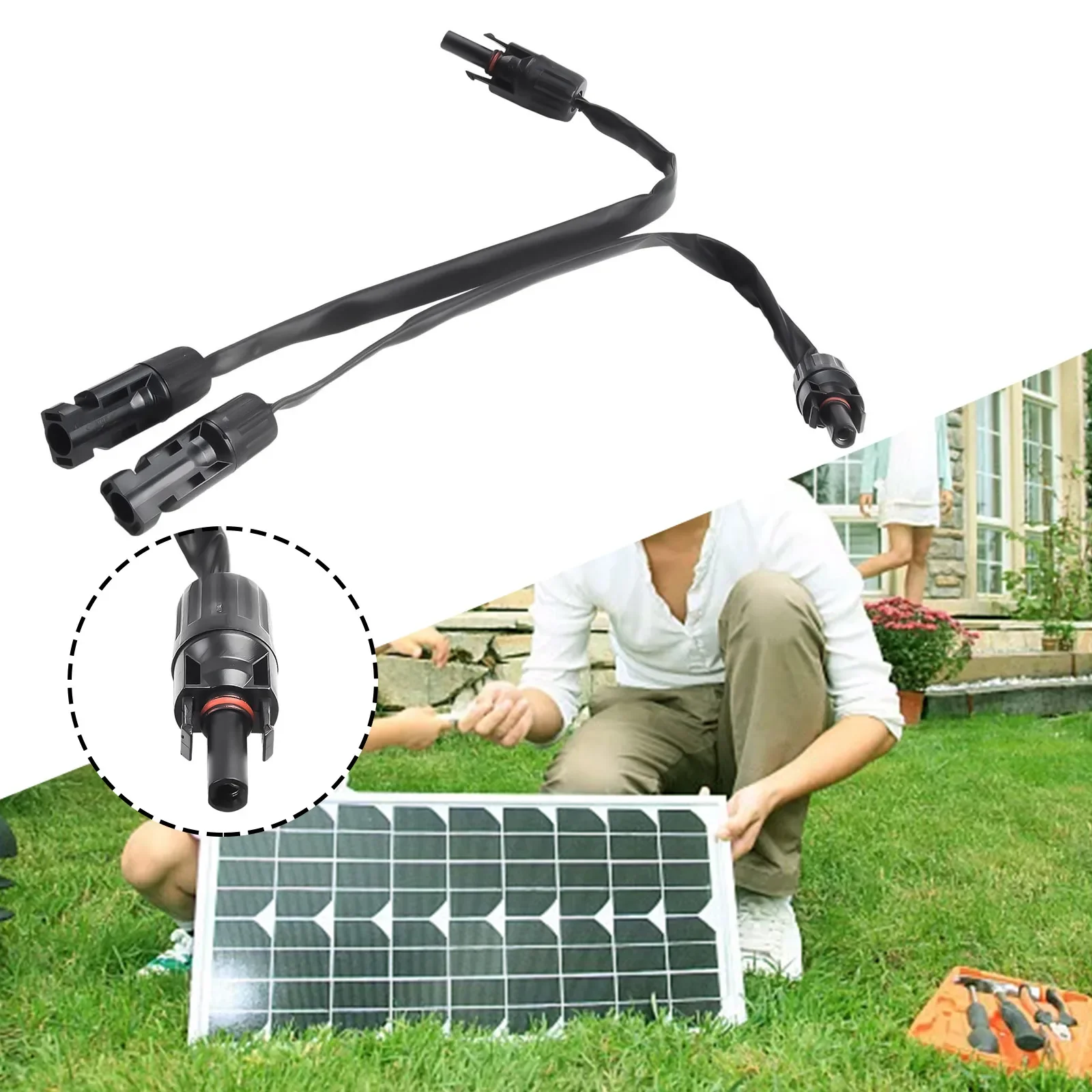 PV Solar Cable Feedthrough 4mm&sup2;/6mm&sup2; 1M Cable Copper Flat Connection Solar Balcony Door Window Connection Line Parts 2pcs