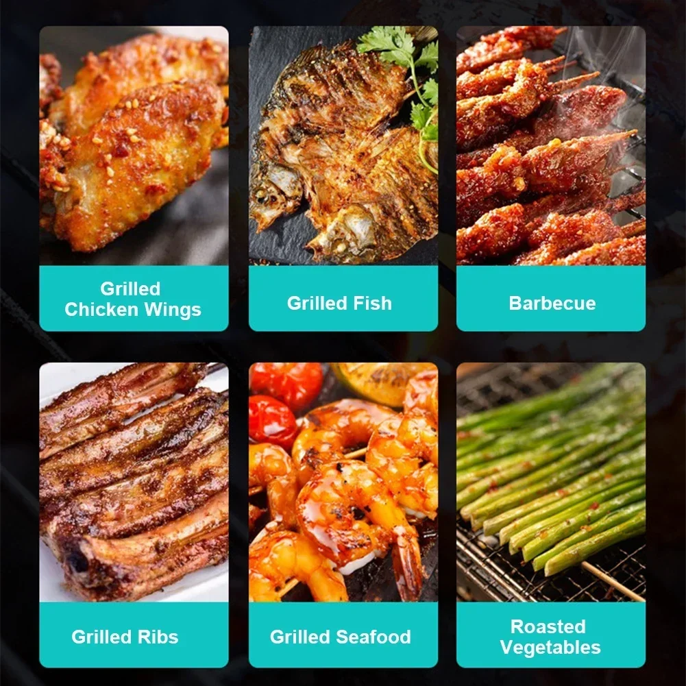 304 StainlessSteel BBQ GrillBasket & Non-StickMat for MeatVegetables Steak Heavy Duty Barbecue Picnic Party Cooking Accessories