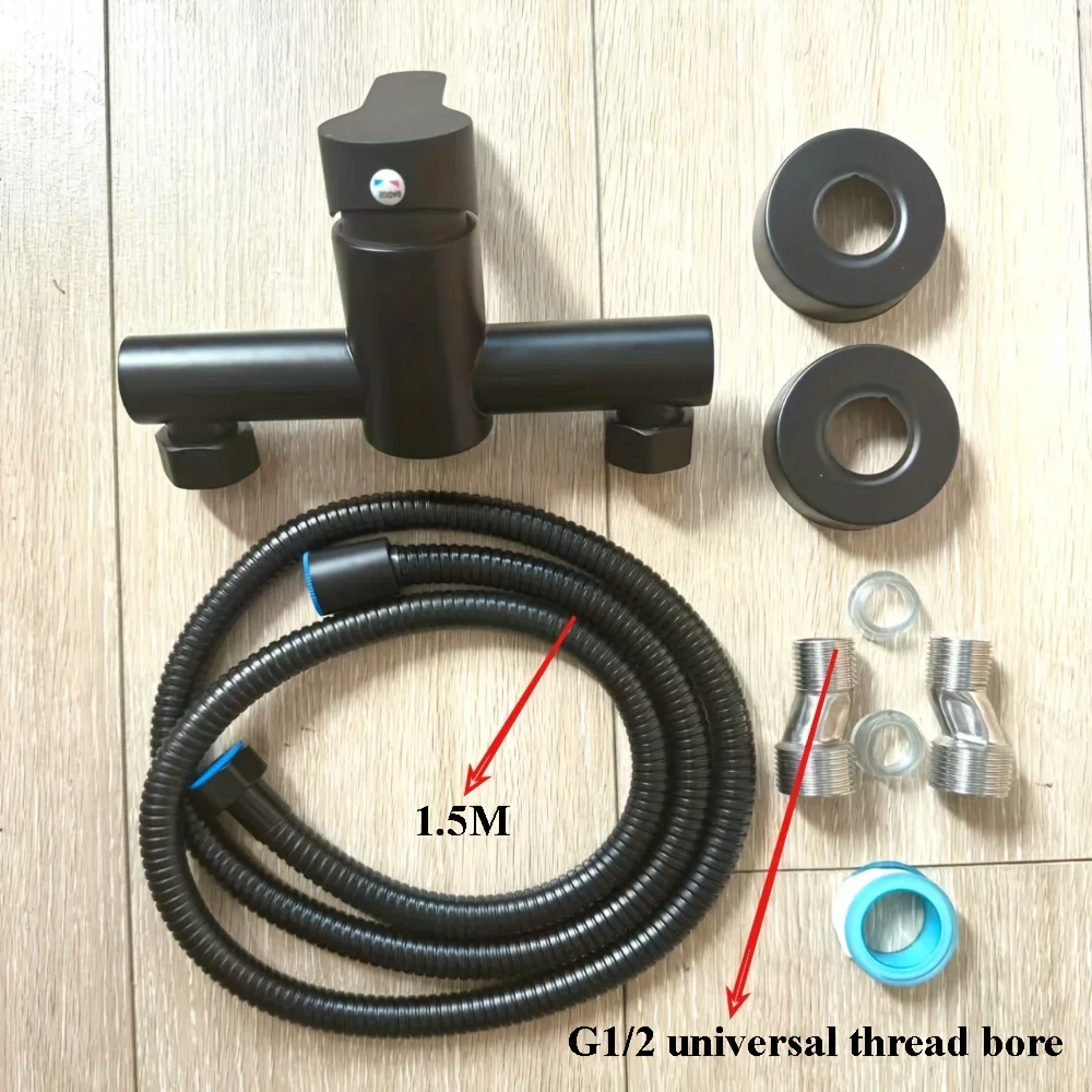 1pc contemporary wall-mounted metal bathtub faucet, black bathroom shower set, bathroom accessories 5