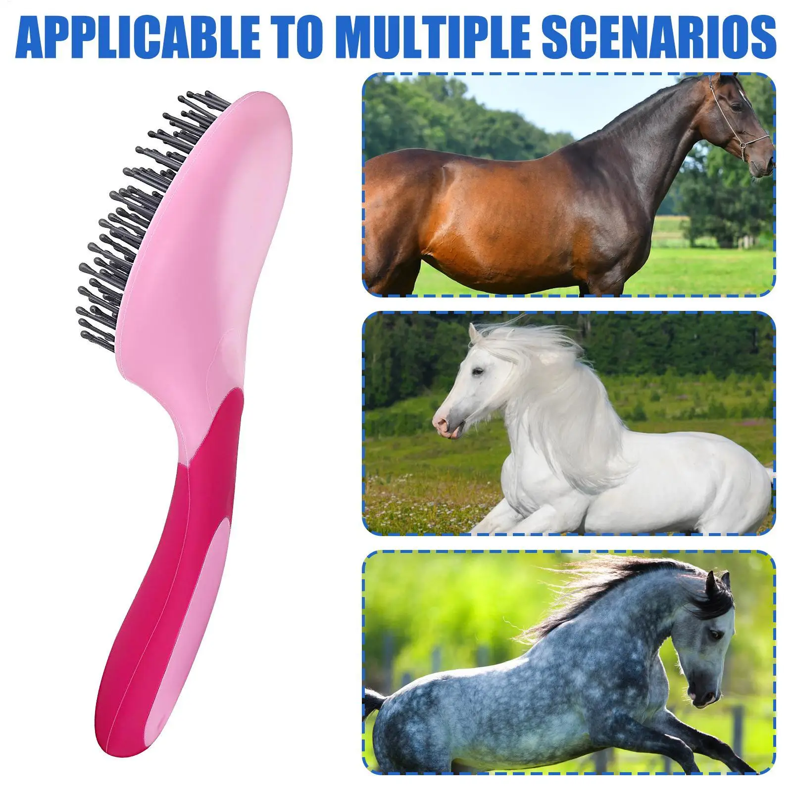 Horse Mane and Tail Brush Professional Humanized Handle Horsetail Comb Horse Grooming Brushes Mane Tail Brush Pet Massage Brush
