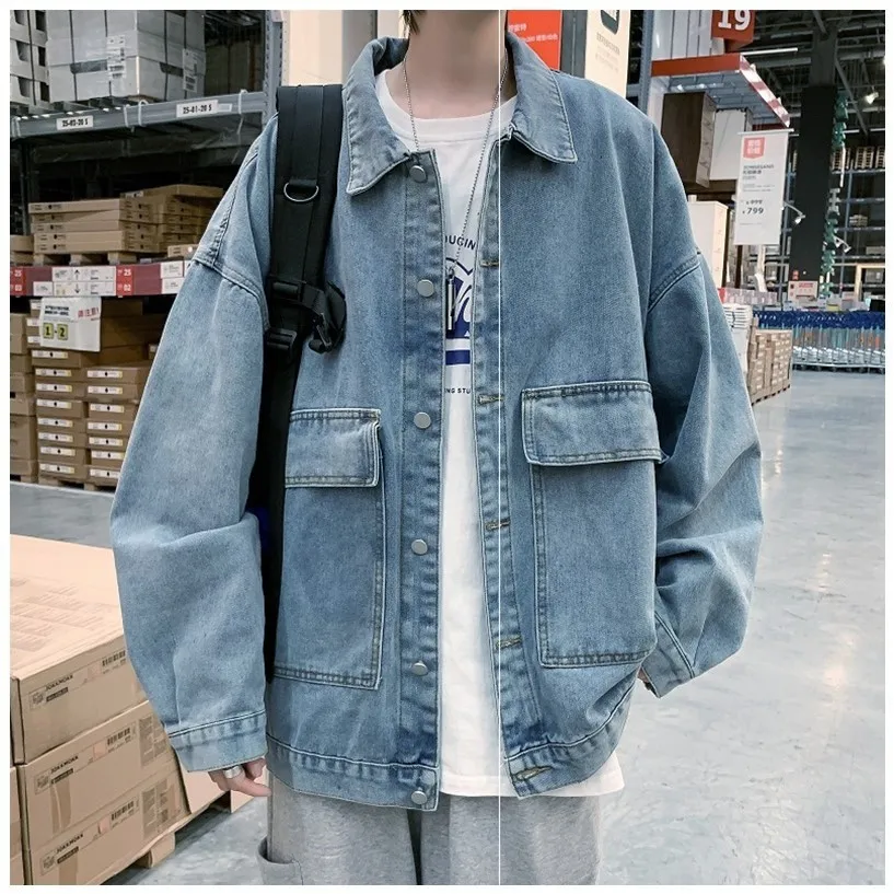 

Spring Denim Jacket Men's Loose Work Jacket
