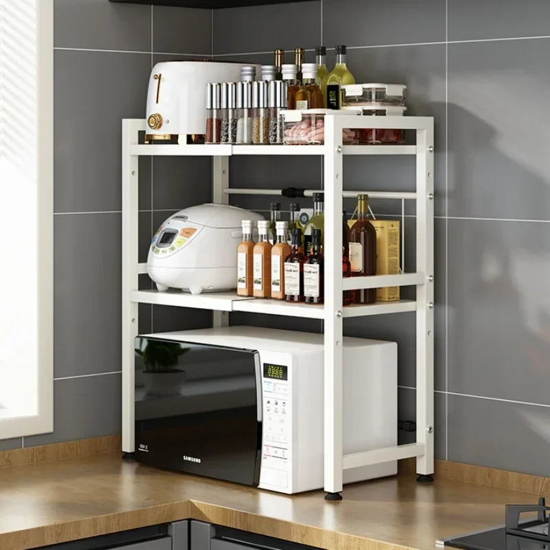 Scalable Microwave Oven Shelf Kitchen Countertop Oven Rack Detachable Seasoning Storage Rack Metal Holder Storage Furniture