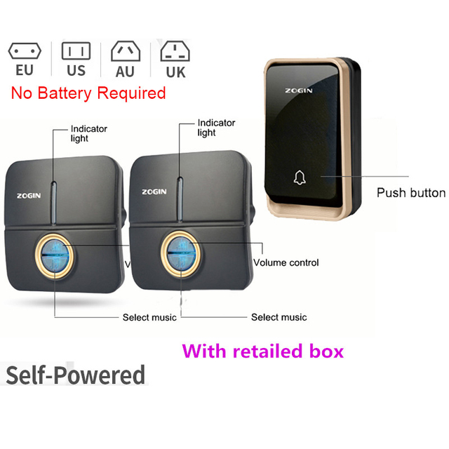 K19 Smart Wireless Doorbell Self Powered Waterproof Smart Home Doorbell With Ringtone 150M Remote Receiver Door Bell