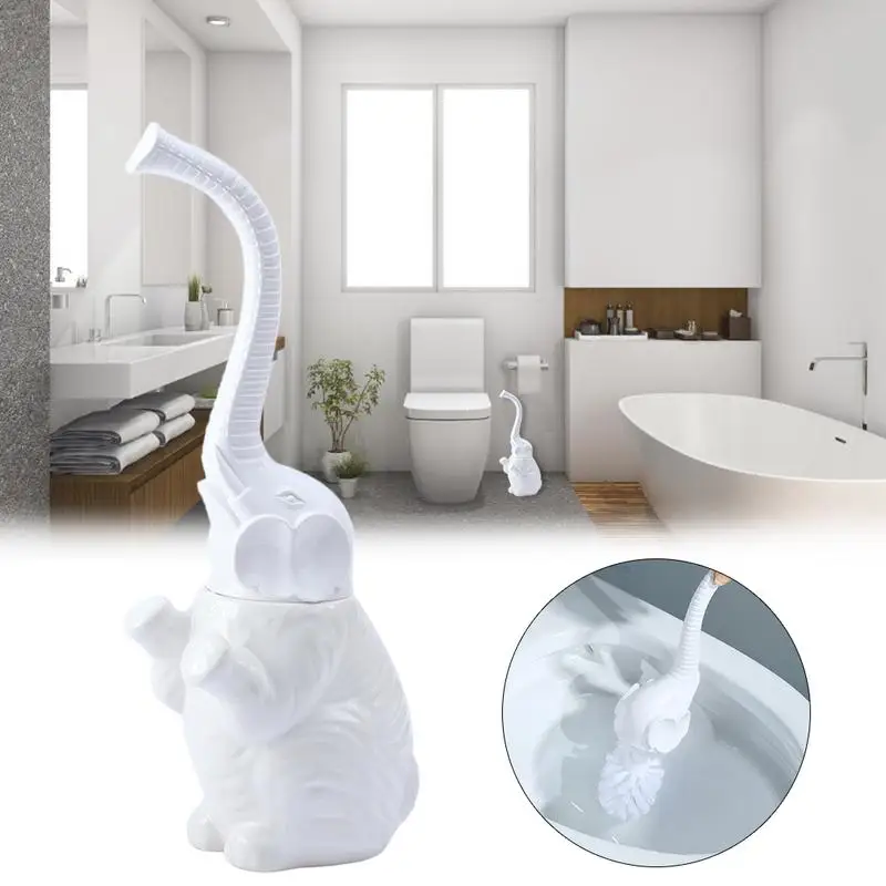 Elephant Style Toilet Brush Set Compact Size Decorative Toilet Brush And Holder Set Drip-Proof Bathroom Toilet Accessories