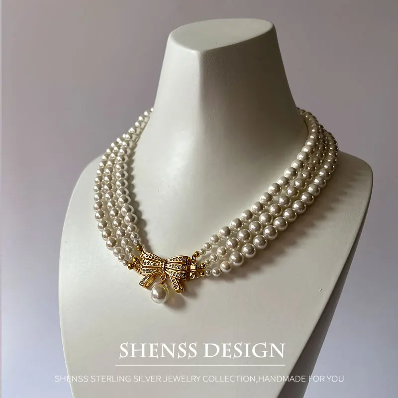 High Quality 6mm Shell Pearl Necklace With Copper Clasp for Women Wedding