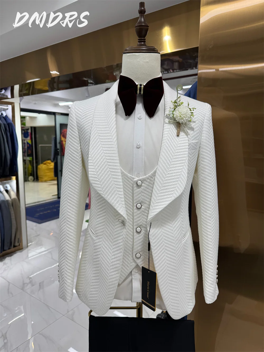 Graceful Men's Suit set For Wedding Dress Tailored Luxurious Autumn Winter Suit Jacket Vest Pants For Business Men Groomsmen