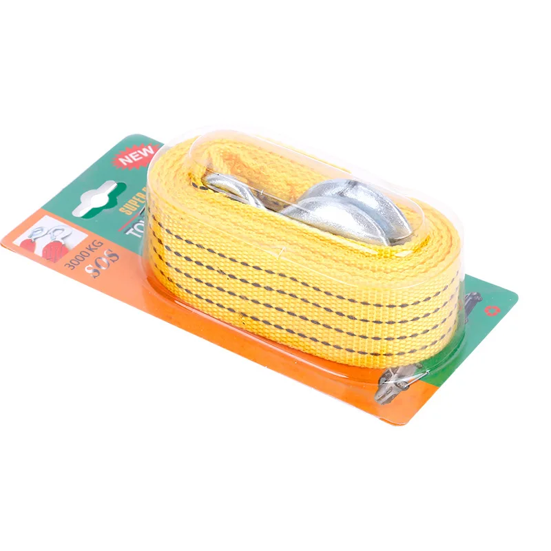 Car Towing Strap 3M 4M 5M Car Tow Cable Pulling Rope Nylon Steel Hook Emergency Rescue Tools Accessories For Trailer Off Road
