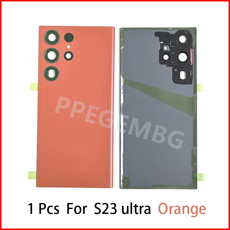 Samsung S23 Ultra 赤 背面バッテリーカバードアハウジング Samsung Galaxy S22 S23 Ultra Rear Battery Door Back Glass