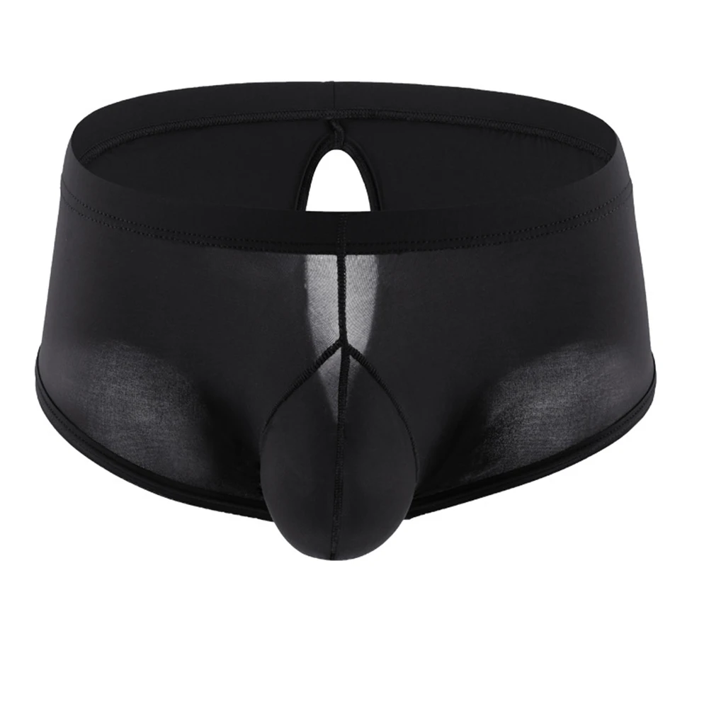 

Gay Erotic Panties Open Butt Briefs Men Back Hollow Out Underpants Ice Silk Panties Male Breathable Bulge Pouch Underwear