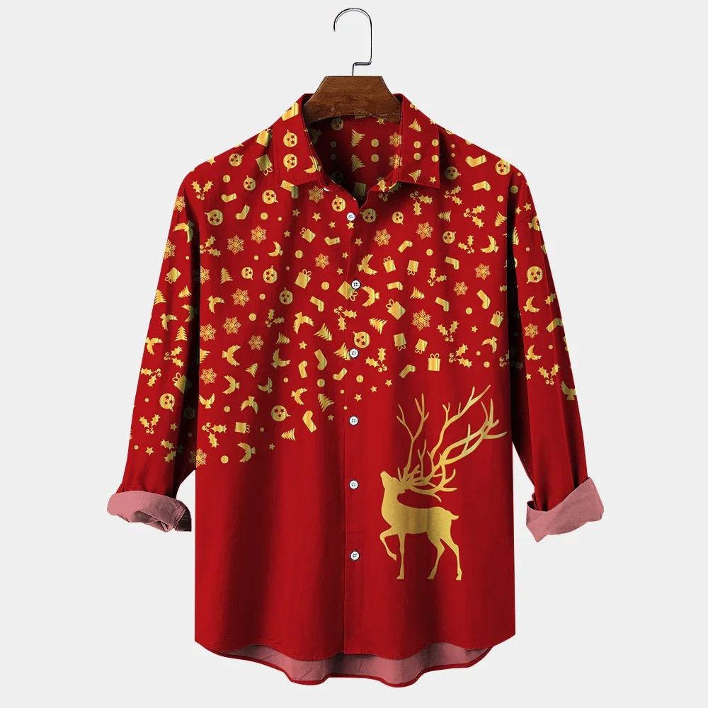 Men's Shirts 2023 Christmas Shirts Short Sleeve Casual Fashion Men's Shirts Summer Hawaiian Shirts Party Men's Tops