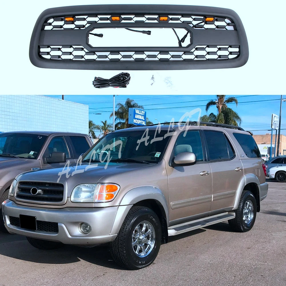 

Black Front Upper Radiator Mesh grilles with Light fits for Sequoia 2001 2002 2003 2004 2005