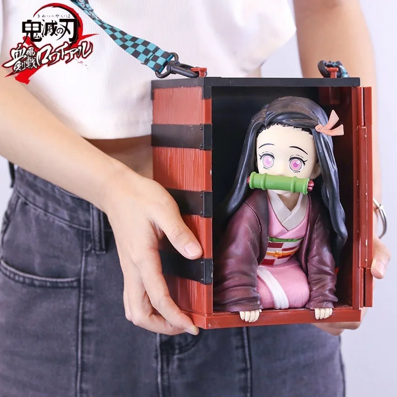 New 22Cm Anime Action Figures Demon Slayer Kimetsu No Yaiba Kamado Nezuko Popcorn Bucket Collezione Pvc Deco Toy Model Gifts