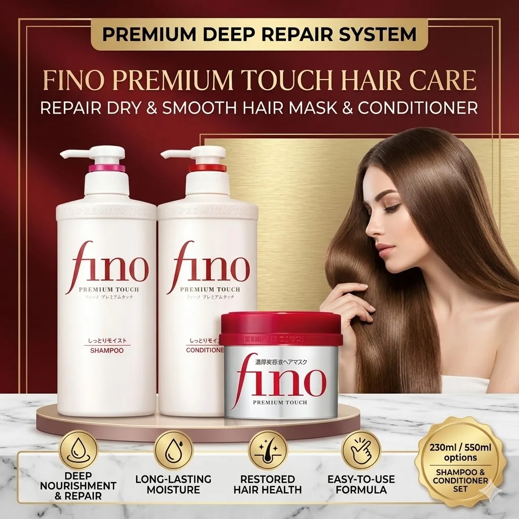 Fino Premium Touch Hair Care Set Deep Repair Damaged Hair Oil Control Volumizing Smooth Shiny Hair Mask Conditioner