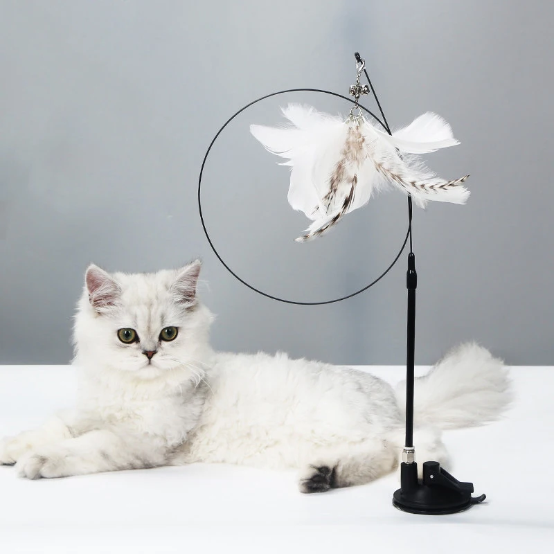 Interactive Cat Toy Funny Simulation Feather with Bell Cat Stick Toy for Kitten Playing Teaser Wand Toy Cat Supplies