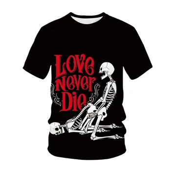 해골 록 헤비 메탈 밴드 스트리트 3D 프린트 남성 티셔츠, 비공식 힙합 티셔츠, 클래식, 레트로, 라운드 넥, 루즈 숏 S