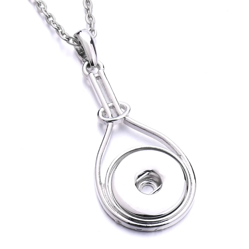 12pcs Metal Water Drop Snap Button Necklace Fit 18MM Snap Buttons Jewelry Pendant Necklaces