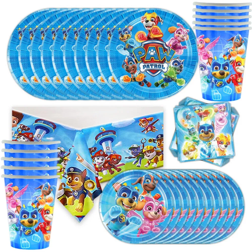 Paw Patrol decorazioni di compleanno buon compleanno sfondo Banner piatti  tazze Set di stoviglie di carta palloncini forniture per feste per bambini  ragazzo - AliExpress