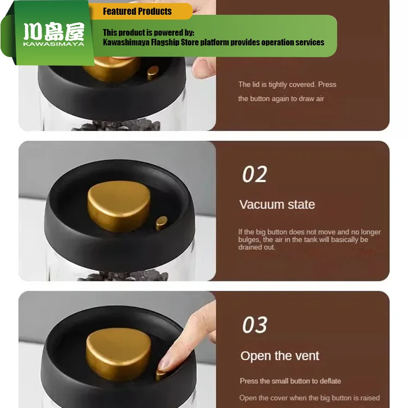 KAWASIMAYA Coffee Bean Storage Jar Vacuum Sealed Jar Glass Peeled Milk Powder Storage Jar Tea spice container