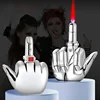 Funny Middle Finger Torch Lighter with Fuk You Voice Windproof Jet Flame Lighters Smoking Accessories Refillable Butane Lighter 3