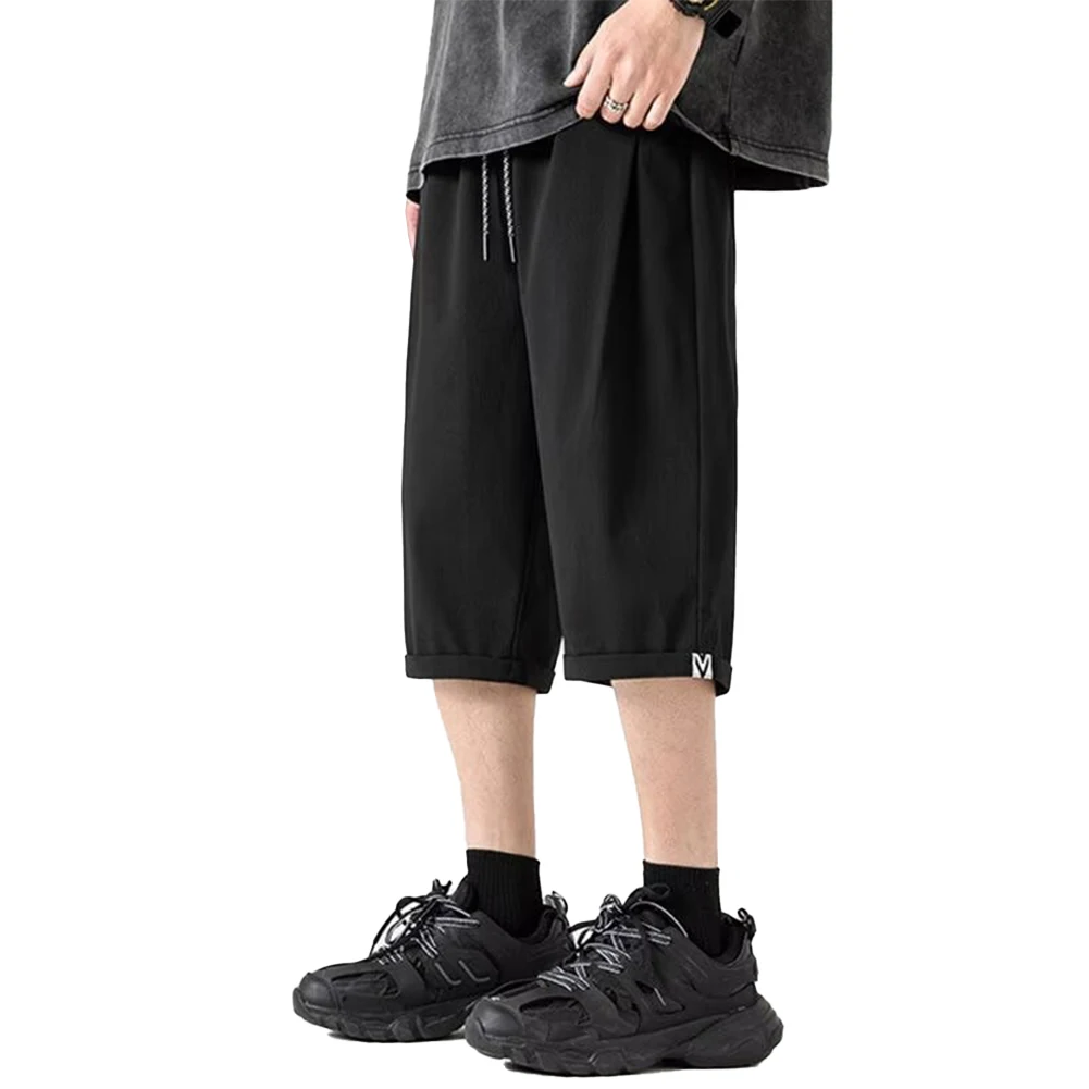 

Брюки Короткие однотонные, эластичные удобные штаны из полиэстера, длина 3/4, на завязках, для весны и лета