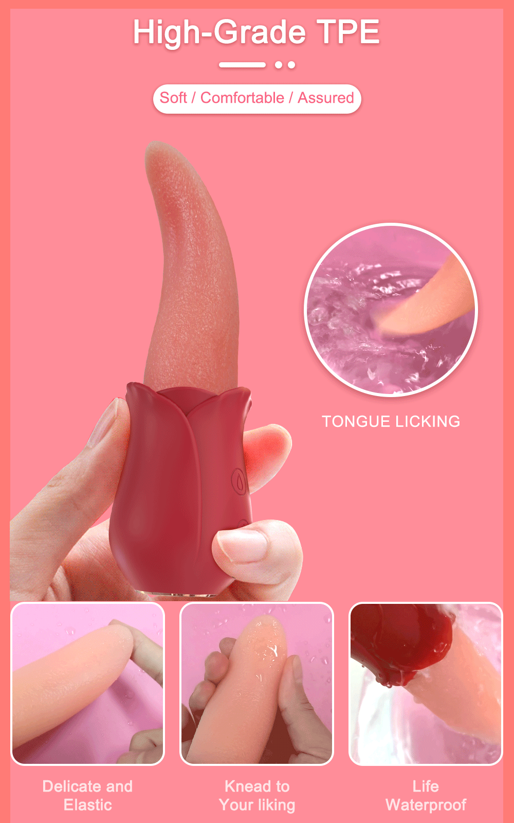 Rose Tongue Licking Sucker Vibrator For Women Nipple Clit Stimulator Love Egg Dildo Vibrating Massager Female Adult Sex Toys