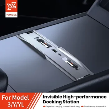 YZ For Tesla Model 3/Y/YLHighland Juniper Docking Station Fast Charger Intelligent Expansion Dock Central Control Charging Shunt 1