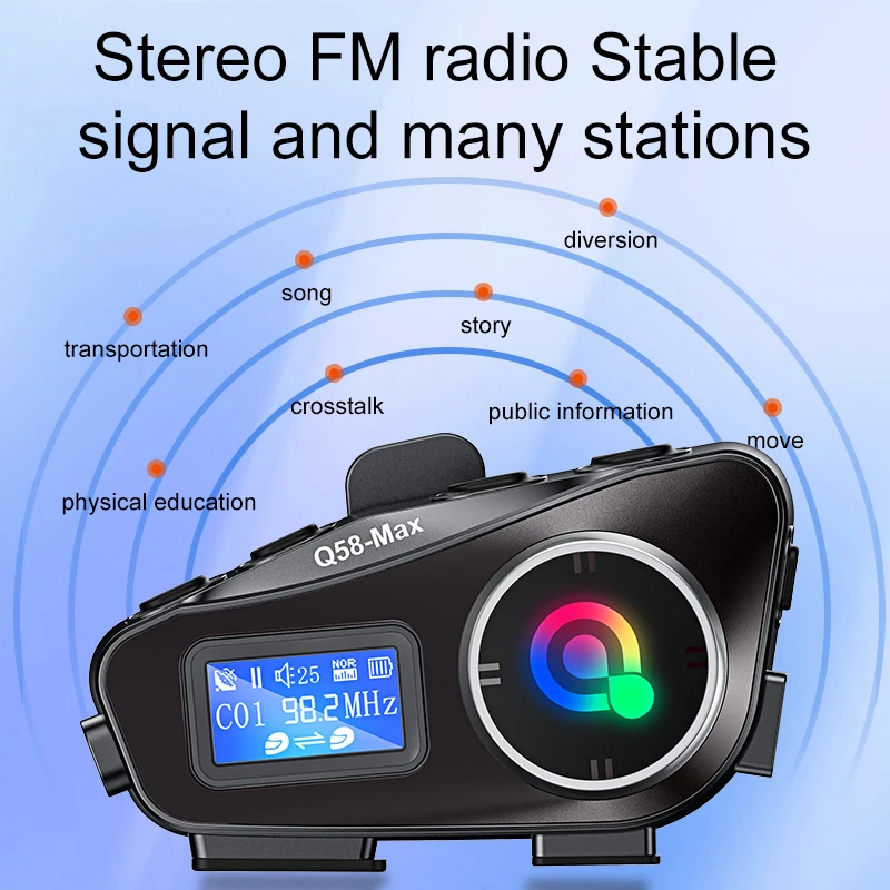 Bluetooth 5.3 Motorcycle Helmet Headset Intercom LCD Display 500M Interphone IP65 Waterproof Intercom Multi-Scene Music Sharing motorcycle helmet headset