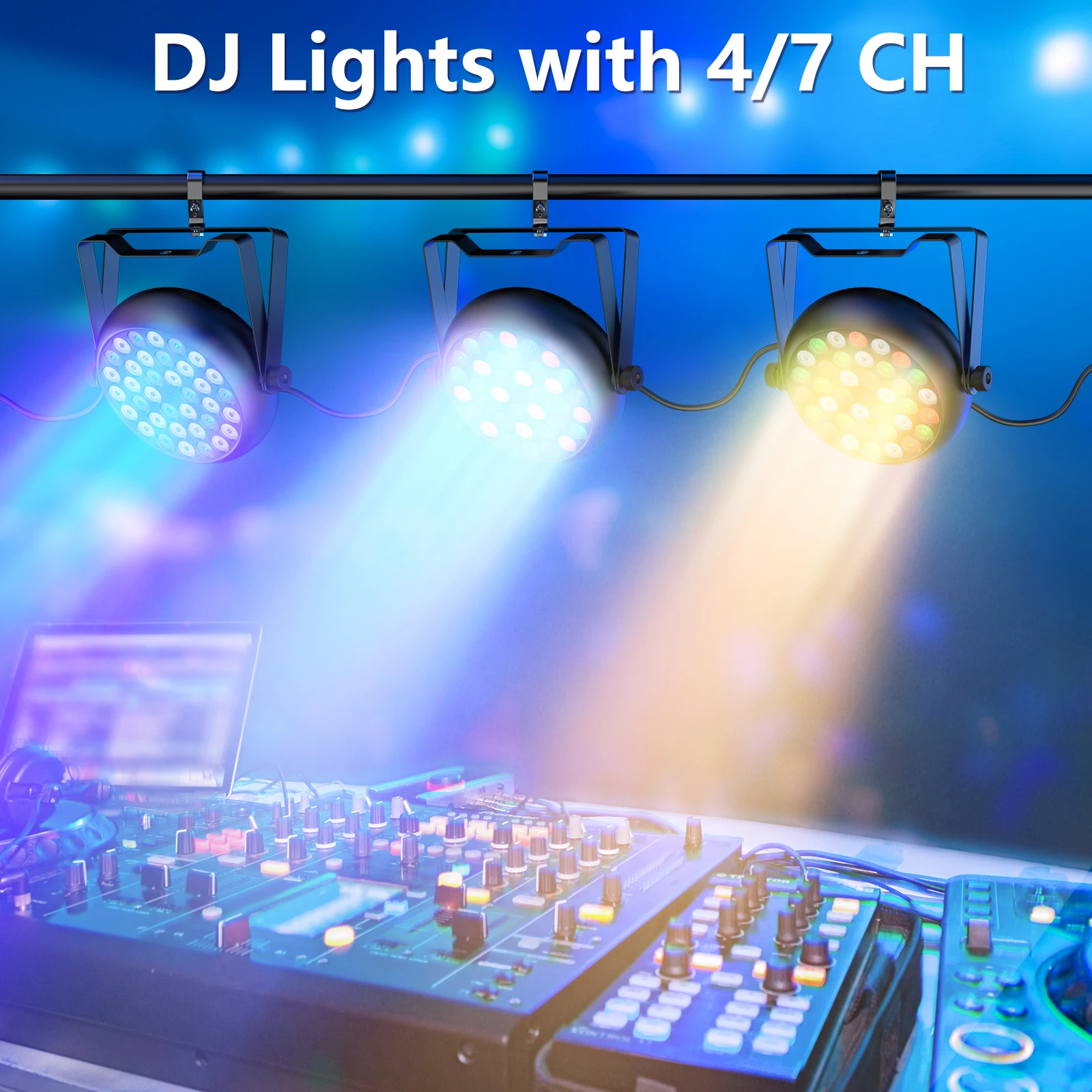 1/2/4PCS 36LED PAR Lights RGB Stage Effect Lighting DMX512 LED Projection Light for DJ Disco KTV Party Wedding Holiday Bar Club 5