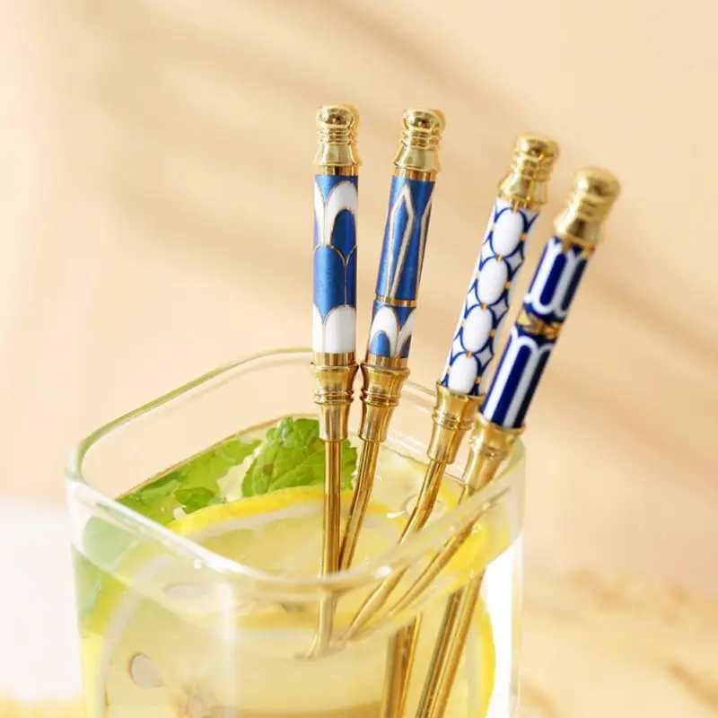 Cocktail Stirrers 304 Stainless Steel Cocktail Stirrer Ceramic Long Handle Cocktail Stirring Sticks Bar Puddler Martini Stirring Rod Bar Tools