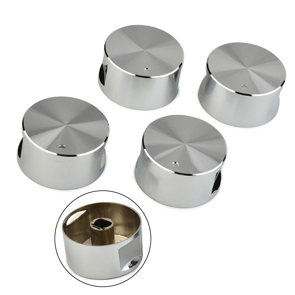 4pcs Rotary Switches Gas Cooktop Handle Round Knob Zinc Alloy Kitchen Cooktop Ovens Electric Stoves Rotary Switch Kitchen Parts