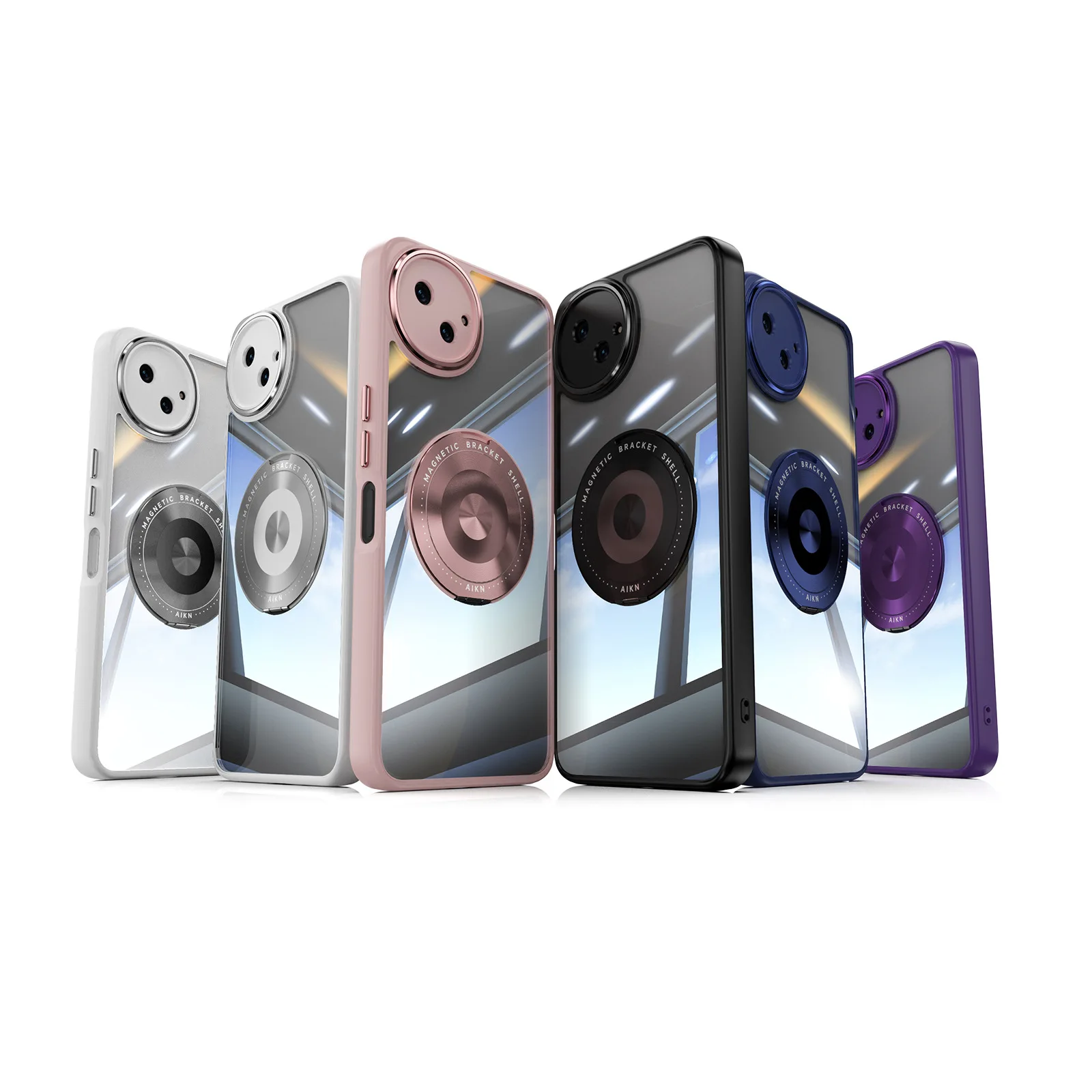 Magnetic Metal TPU Case with 360° Anti-Knock Protection and Wireless Charger Holder Cover
