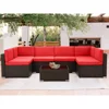7 Piece Outdoor Patio Furniture Set, Outdoor Sectional Conversation Furniture Chair with Coffee Table 1