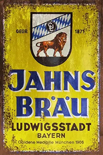 

Jahns BRAU немецкий фотографический знак 8x12 дюймов, металлический жестяной знак