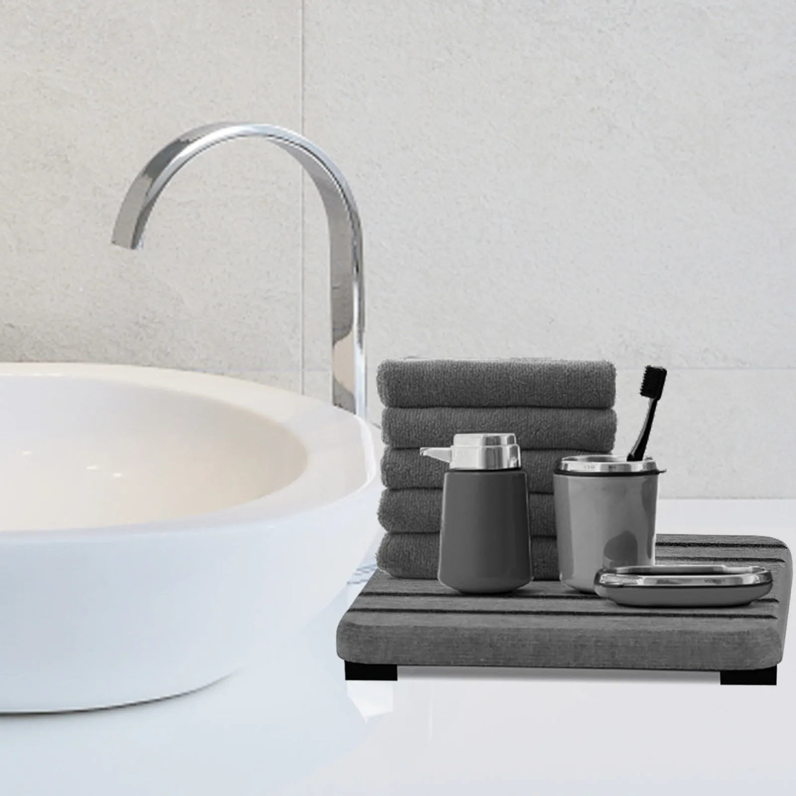 3pcs Large Absorbent Stone Tray Dry And Tidy Diatomaceous Earth Stone Sink Tray Instant Dry Sink, Sponge Hand Soap Holder 5