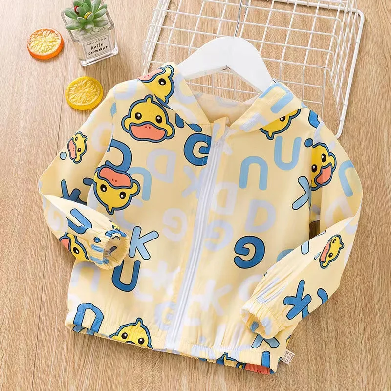 

Congme Kids Girl Boy Fashion Top Sun Protection Hoodie Coat Baby Windbreaker Cartoon Duck Cute Jacket