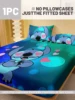 1 cartoon cute Stitch pattern digital printed frosted Fitted Sheet,bedroom printed bed cover,bedding(No pillowcase) 2