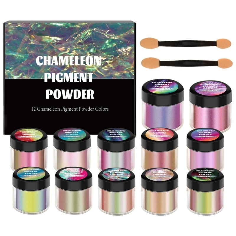 

12 Pack Color-Changing Powder Crafting Powder Craft Tool Jewelry Making Supplies Colorant Glitter Pigments for Projects