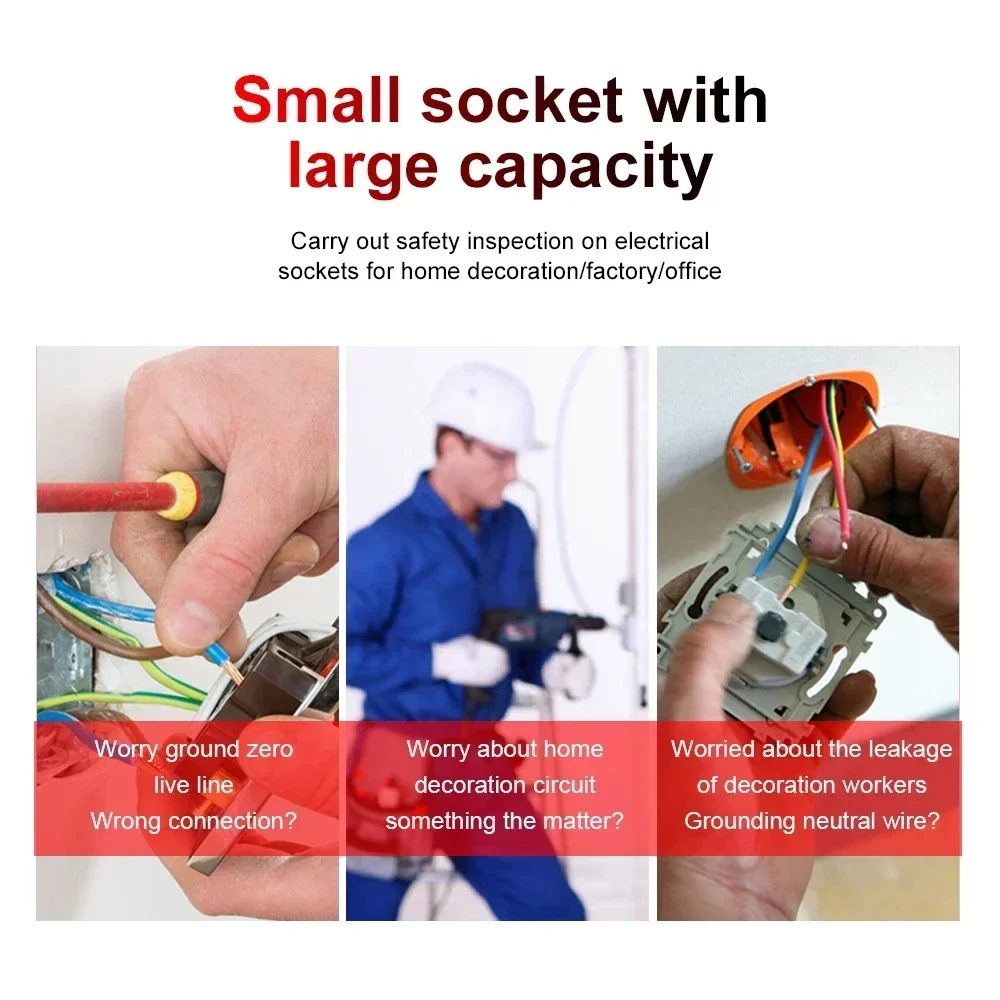 Socket Tester Pro Voltage Test RCD 30mA Socket Detector UK EU Plug Ground Zero Line Plug Polarity Phase Check