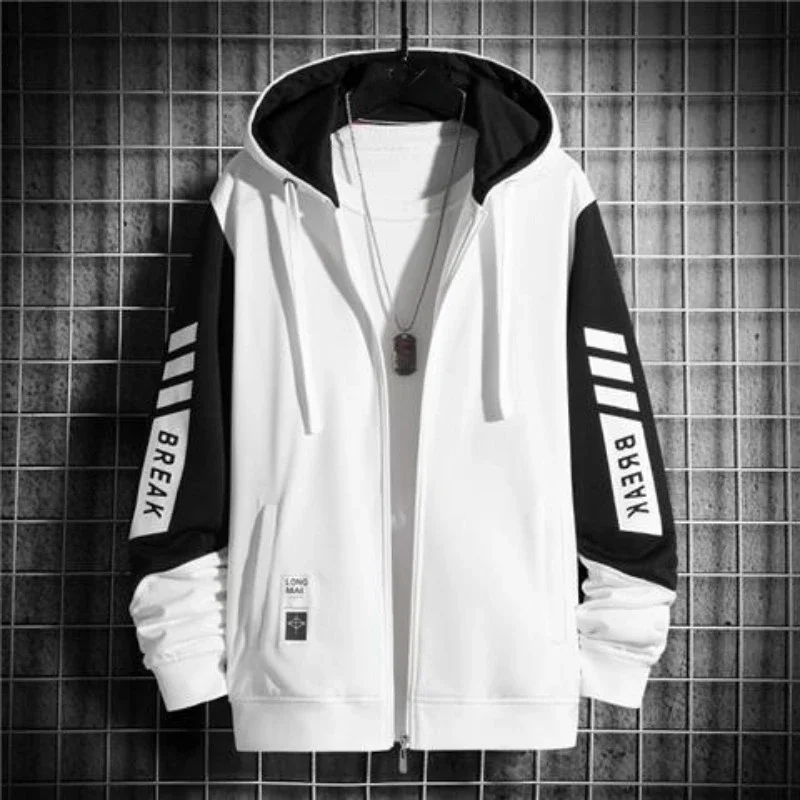

Hoodies Full Zip Up Sweatshirts for Man 90s Vintage No Brand Overfit Y2k Korean Style Funny Streetwear Emo Men's Hooded Clothing