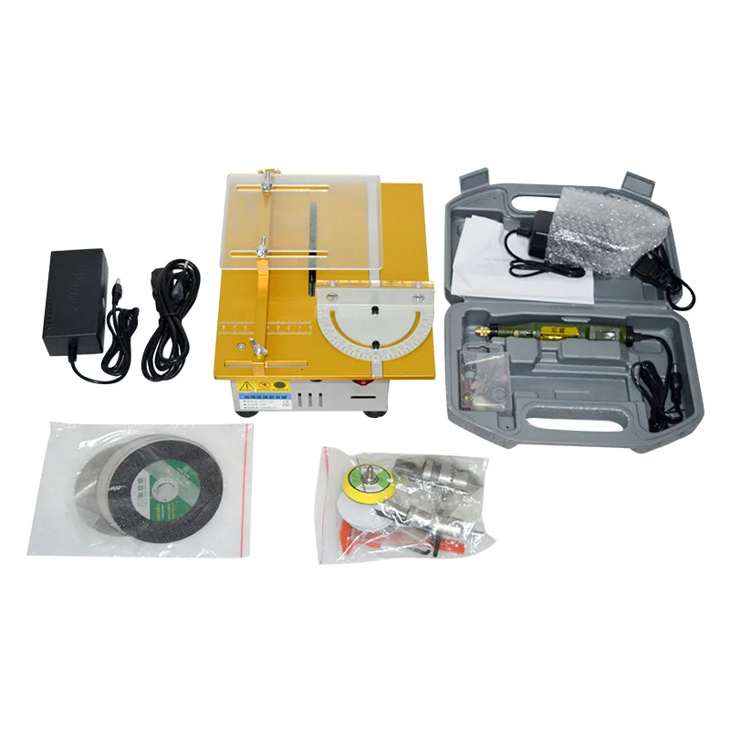 Mini Table Saw Precision Cutting Machine Electric Drill Multifunctional Grinder Woodworking Table Saw with 5 blade