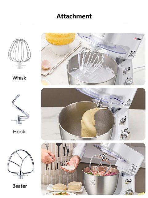 Samsaimo Stand Mixer,6.5-QT 660W 10-Speed Tilt-Head Food Mixer, Kitchen  Electric Mixer with Bowl, Dough Hook, Beater, Whisk for - AliExpress