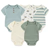 New Born Bodysuits Unisex 5Pieces Baby Girl Clothes Solid Color Cotton Baby Boy Clothes Set Cartoon Print Summer Bebes 6