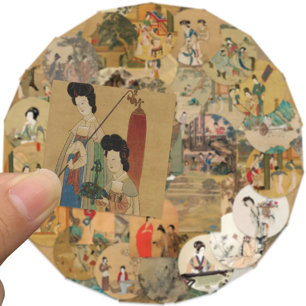 61Pcs 중국 문화 스타일 고대 풍경 그림 스티커 노트북 벽 가방 편지지 장식 스티커 데칼