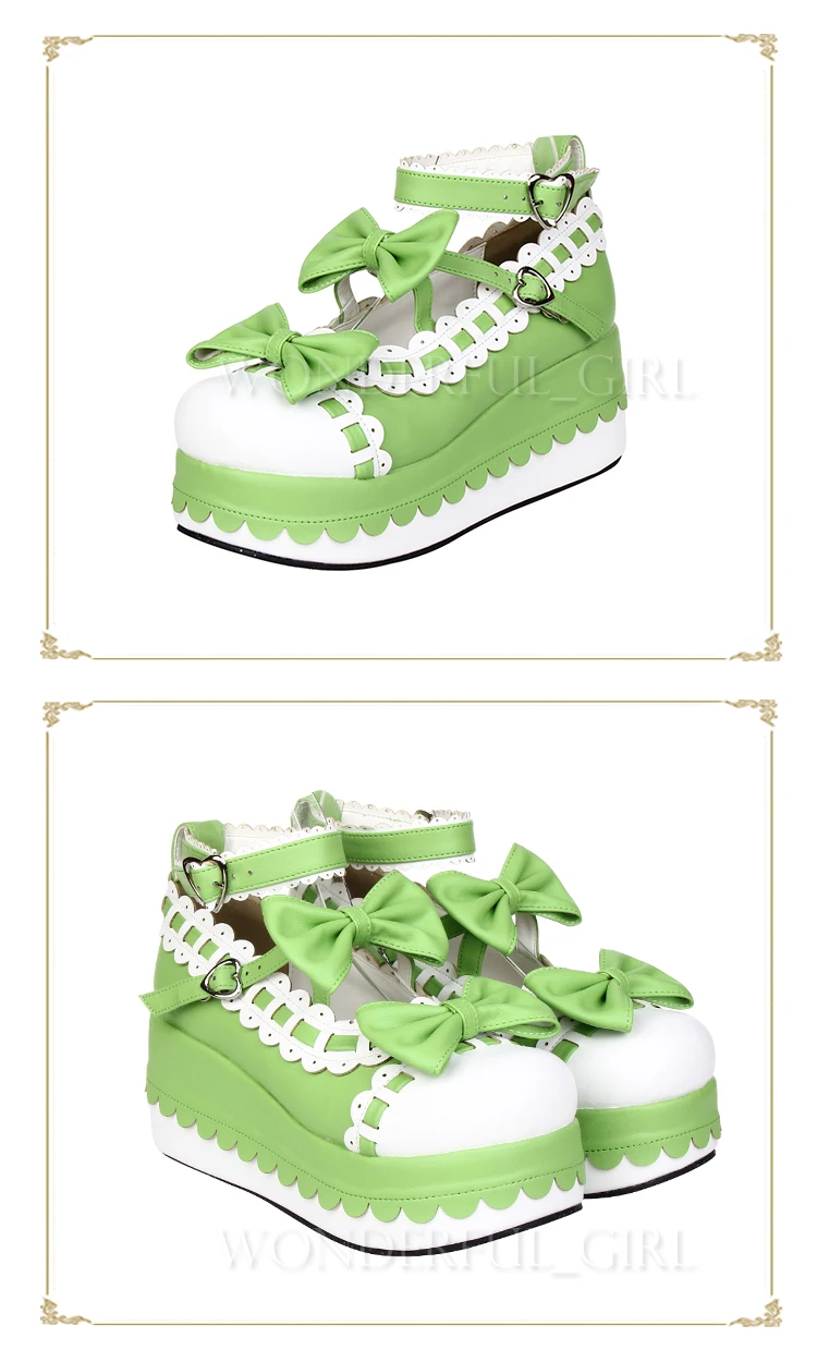Neue japanische Lolita Plateauschuhe Prinzessin Cosplay Schuhe mit Schleife Größe 35-47 19