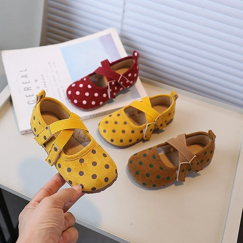 Leather Ballet Flat Shoes for Kids Girls