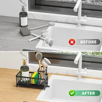 New Space Saving Kitchen Sink Rack Rustproof Self-Draining Sink Organizers Detachable with Dividers Sponge Holder Kitchen Use 5