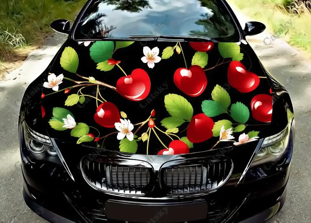 

Cherries And Green Leaves Car Hood Decal Truck Decals Vinyl Sticker Graphic Wrap Stickers Trucks Cars Bonnet Vinyls