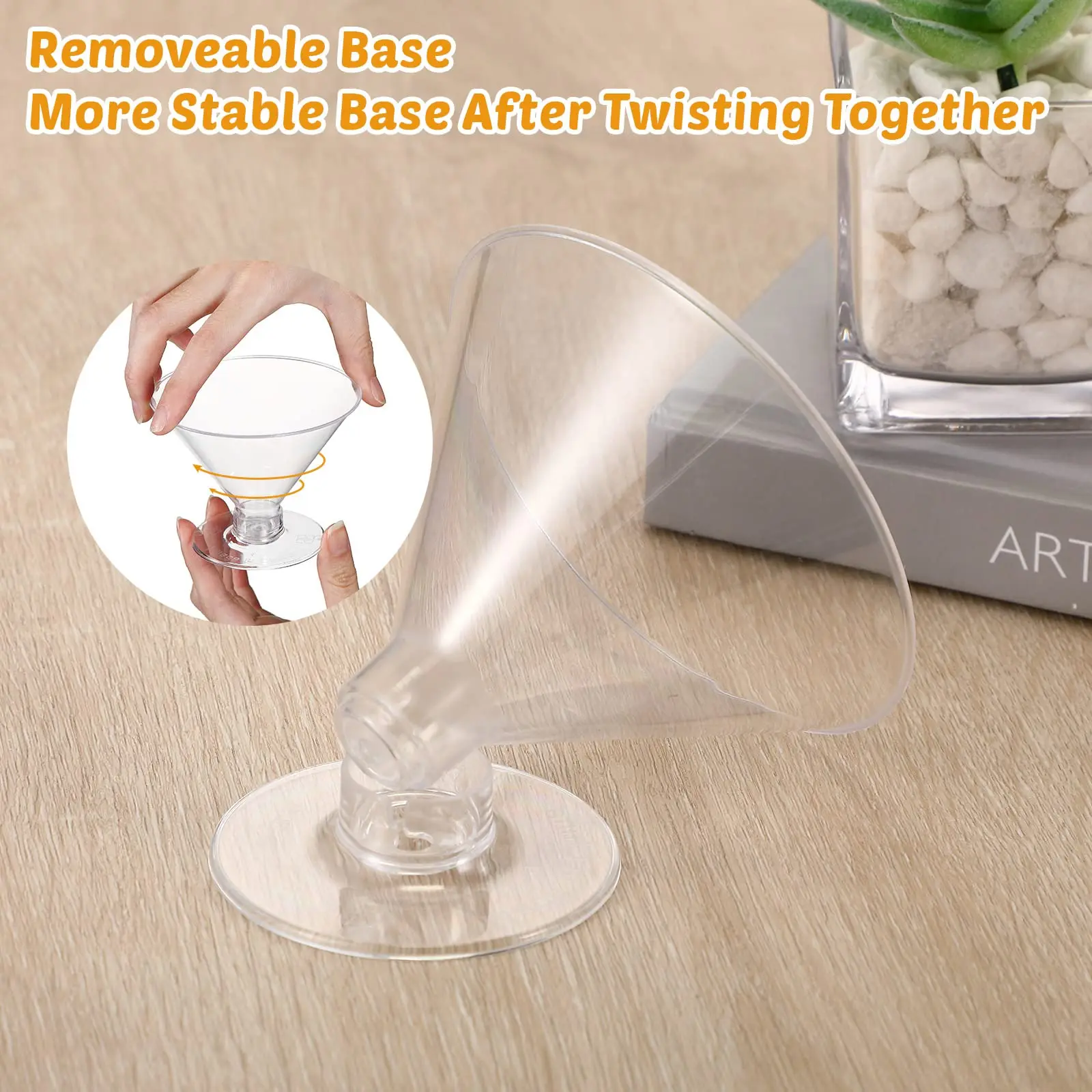 Rainmae 50 Pack Plastic Martini Glasses, 5 Oz/150ml Disposable Cocktail Glasses Small Dessert Cups, Clear Stemmed Dessert Shot Glasses For Party Wine, Margarita, Appetizers For Wedding & Party - View #2