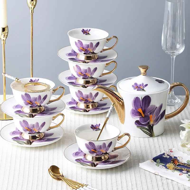 

Bone China Coffee Cup Butterfly Gift Box Set Small Luxury Teapot Tea Cup European Exquisite Afternoon Tea Tea Set