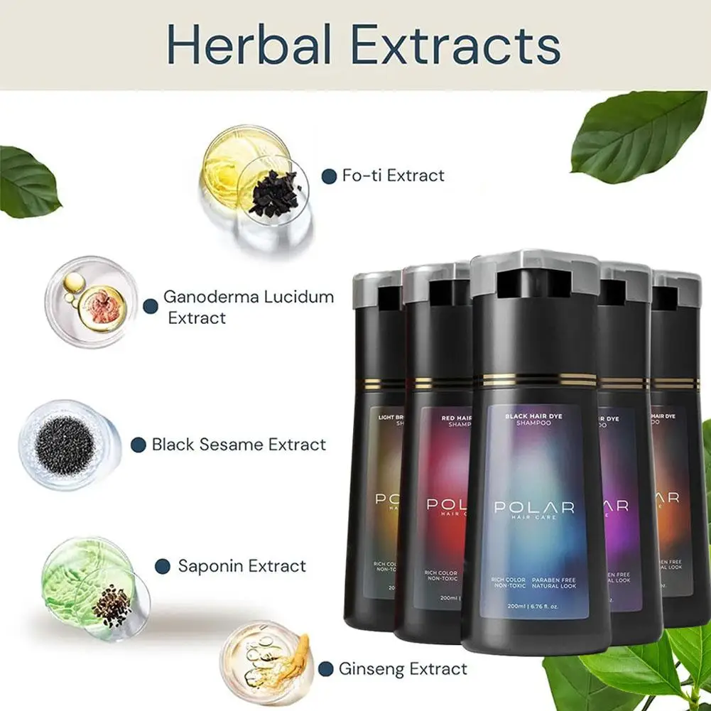 Hair Dye Shampoo For Gray Hair For Women Men Natural Hair Dye Kit Semi Permanent Hair Dye Shampoo Black Brown Purple 200ml 3